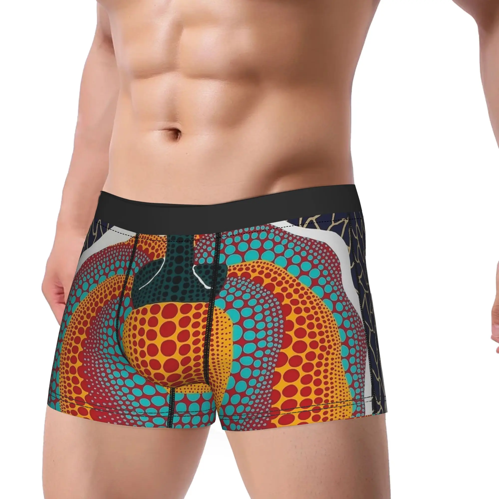 Men Y-Yayoi Kusama Pumpkin Long Underwear  Funny Boxer Briefs Shorts Panties Male Soft Underpants M-XXL