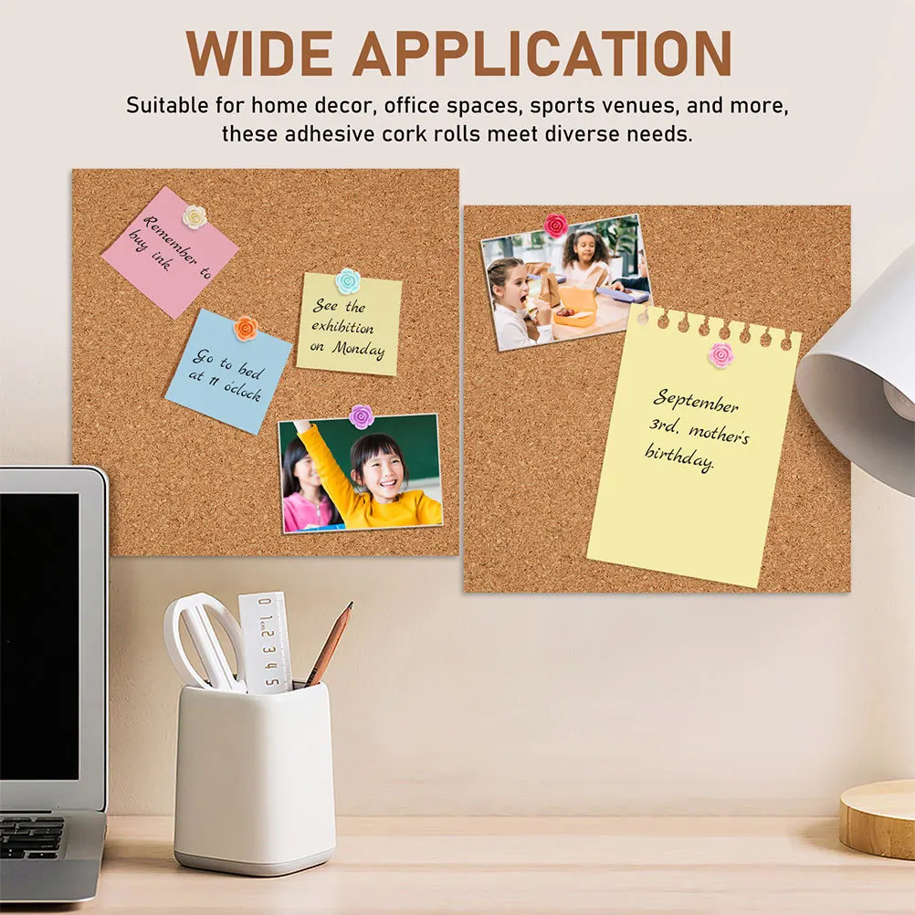 Rotolo di sughero autoadesivo 600x300x2mm 1mm di spessore flessibile bacheca di sughero fai da te rivestimento del cassetto bacheca da parete artigianato ufficio scuola