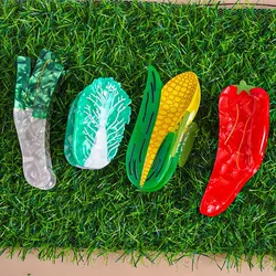 Elegant Fresh Unique Creative Vegetable Series Pickled Pepper Corn Cabbage Hair Clip Back Head Spoon Hair Accessories New Style