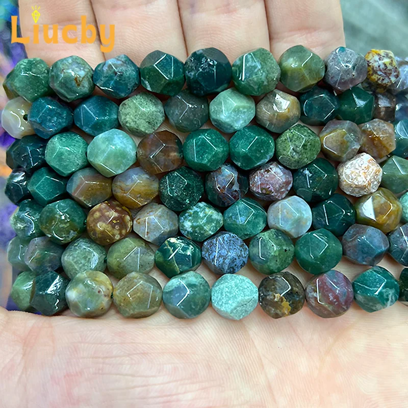 Natural Stone Faceted Indian agate Handmade Beads For Jewelry Making DIY keychain RIngs Accessories Bracelets 15" Inch 6/8/10mm view 4
