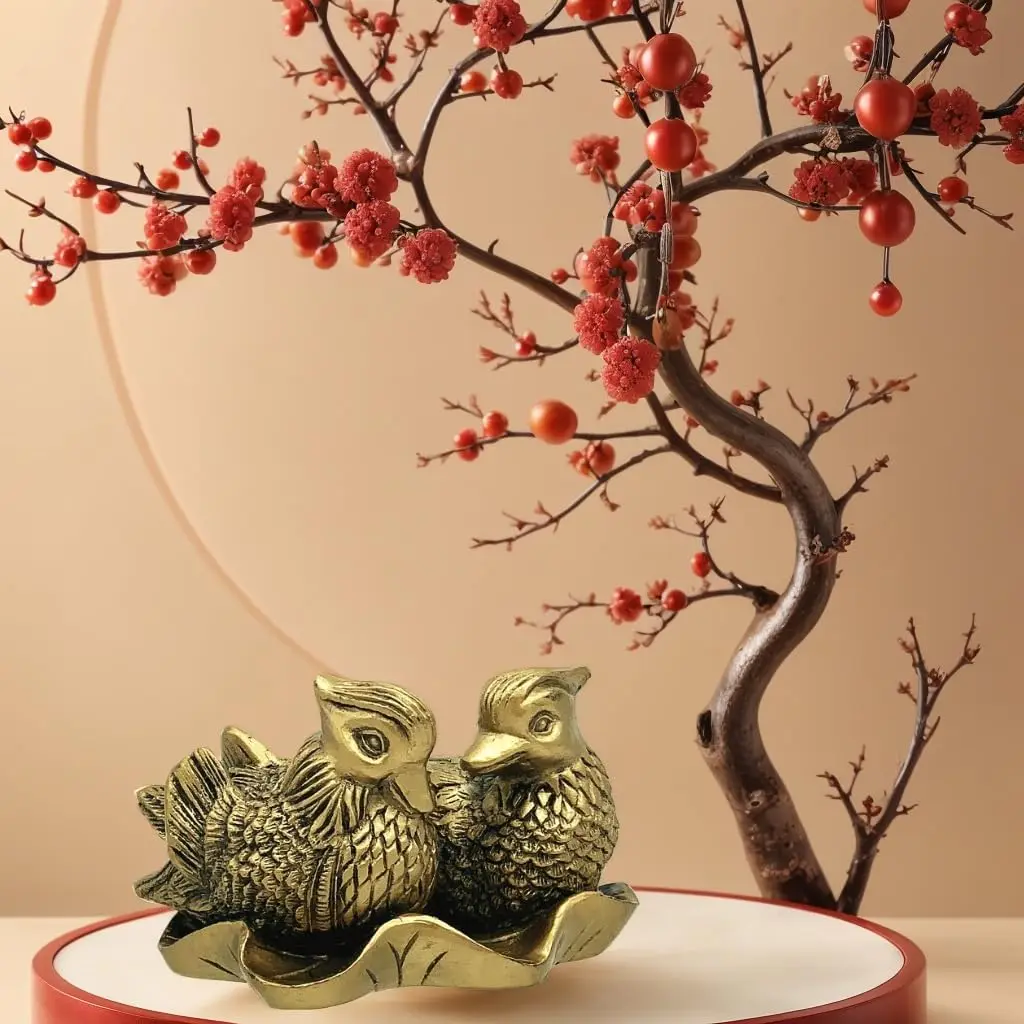 

Feng Shui Chinese Mandarin Yuan Yang Love Birds Statue Figurine Home Office Decor for Romance and Love