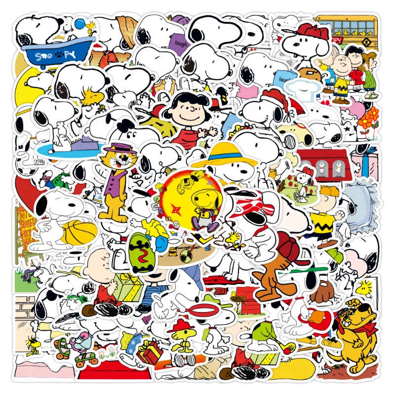 50pcs Snoopy Stickers Mix Cartoon Anime Graffiti Decals Laptop Phone Bottle Luggage Skateboard Cute Kids DIY Waterproof Decals