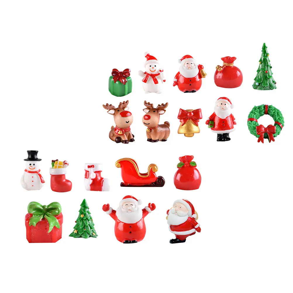 

20pcs Snowman Sleigh s Resin Christmas nament Creative Xmas Decor Home Office Party Gift Mini Landscape Adornment