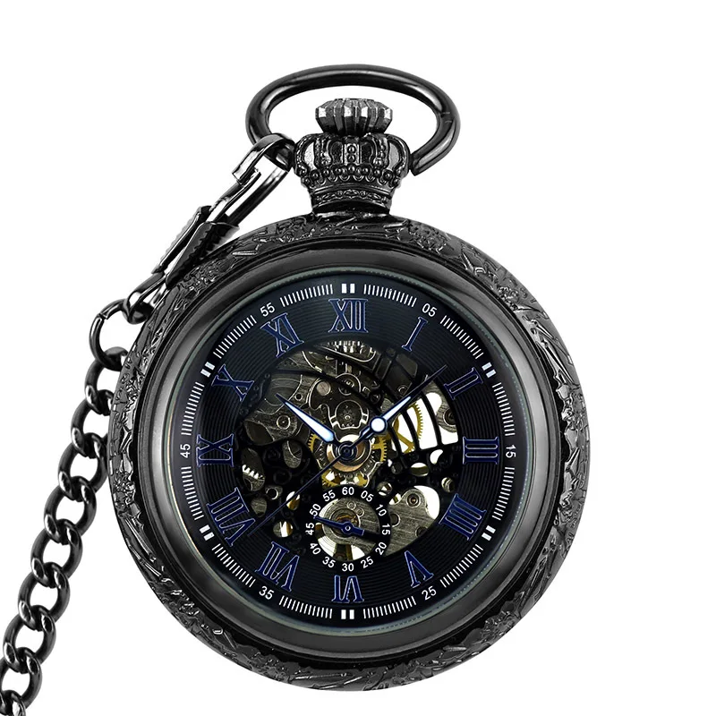 Taobao Hot Selling in Stock plus-Sized Carved Mechanical Pocket Watch Hollow Movement Retro Male and Female Students Old Watch