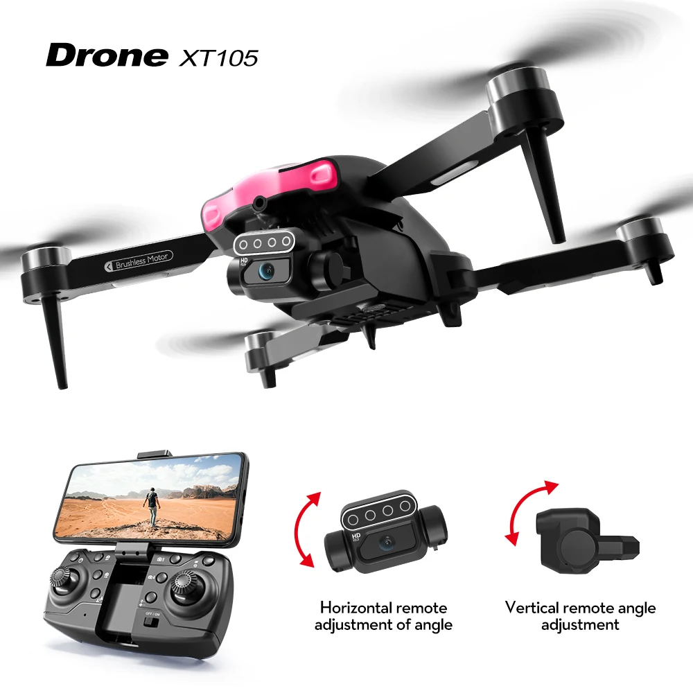 XT105 8K HD Dual Camera Mini Drone Omnidirectional Obstacle Avoidance Brushless Motor GPS Wif Dual Servo Foldable Quadcopter Toy