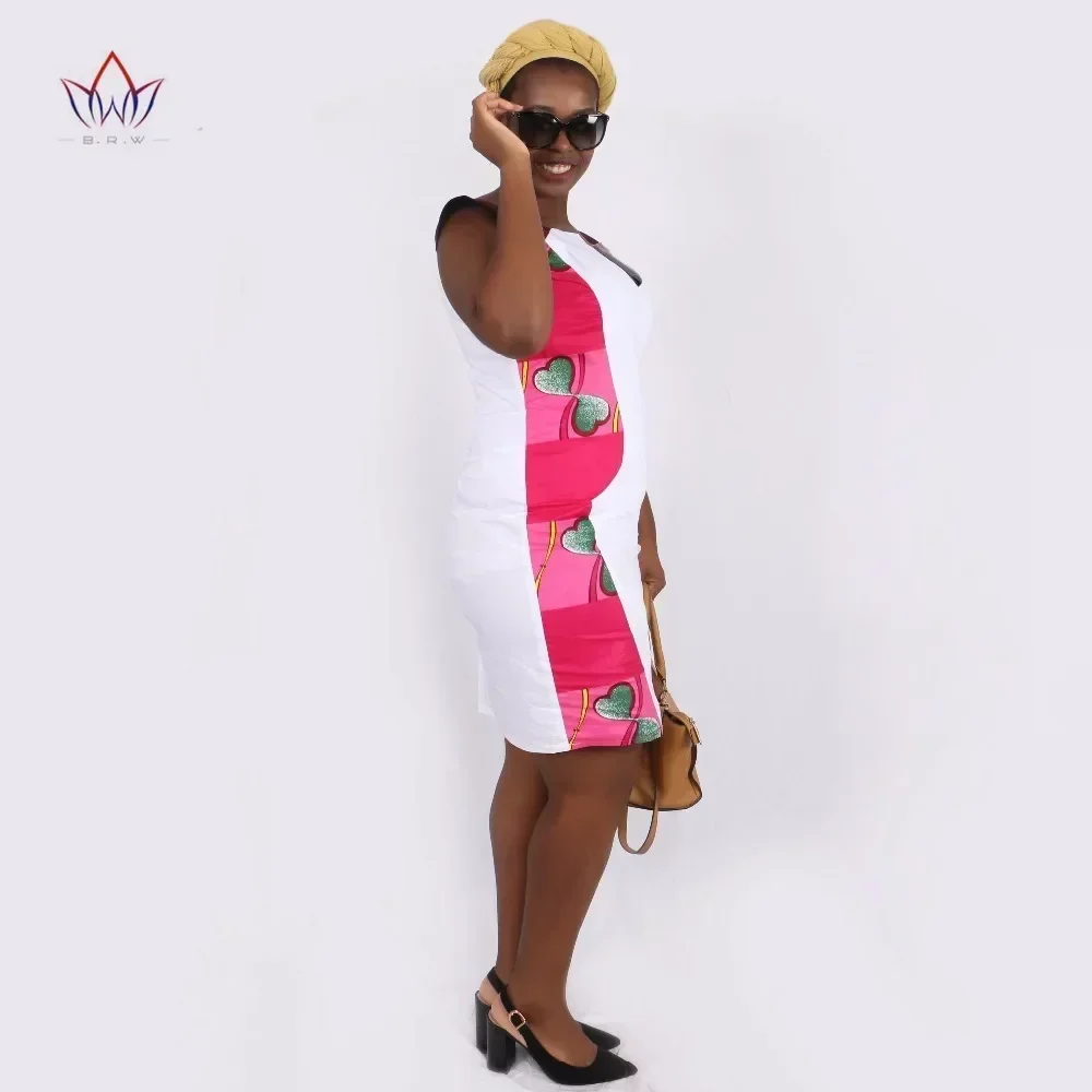 African Dress Women Deep V-Neck Bodycon Dress Plus Size African Clothing Knee-Length Dress Dashiki Women Party Dresses WY553