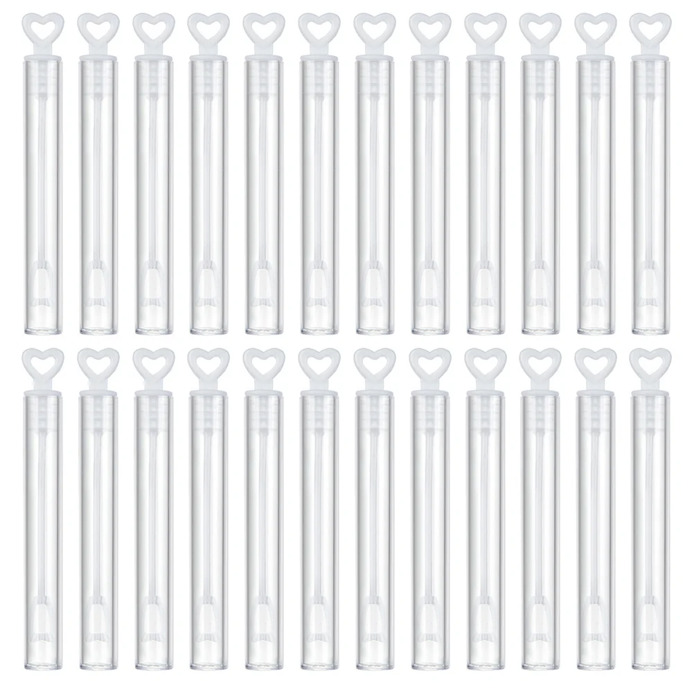 24 قطعة من أعواد الفقاعات الفارغة على شكل قلب قابلة لإعادة الاستخدام وقابلة للغسل زجاجة فقاعات بلاستيكية للمناسبات الخارجية والعطلات الصيفية والترفيه للأطفال