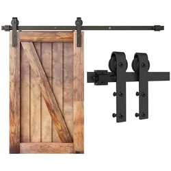 TSMST 3-4FTFT Mini Sliding Barn Door Hardware Kit Closet Cabinet Track System Carbon Steel Basic Roller Hanger Easy to Install F