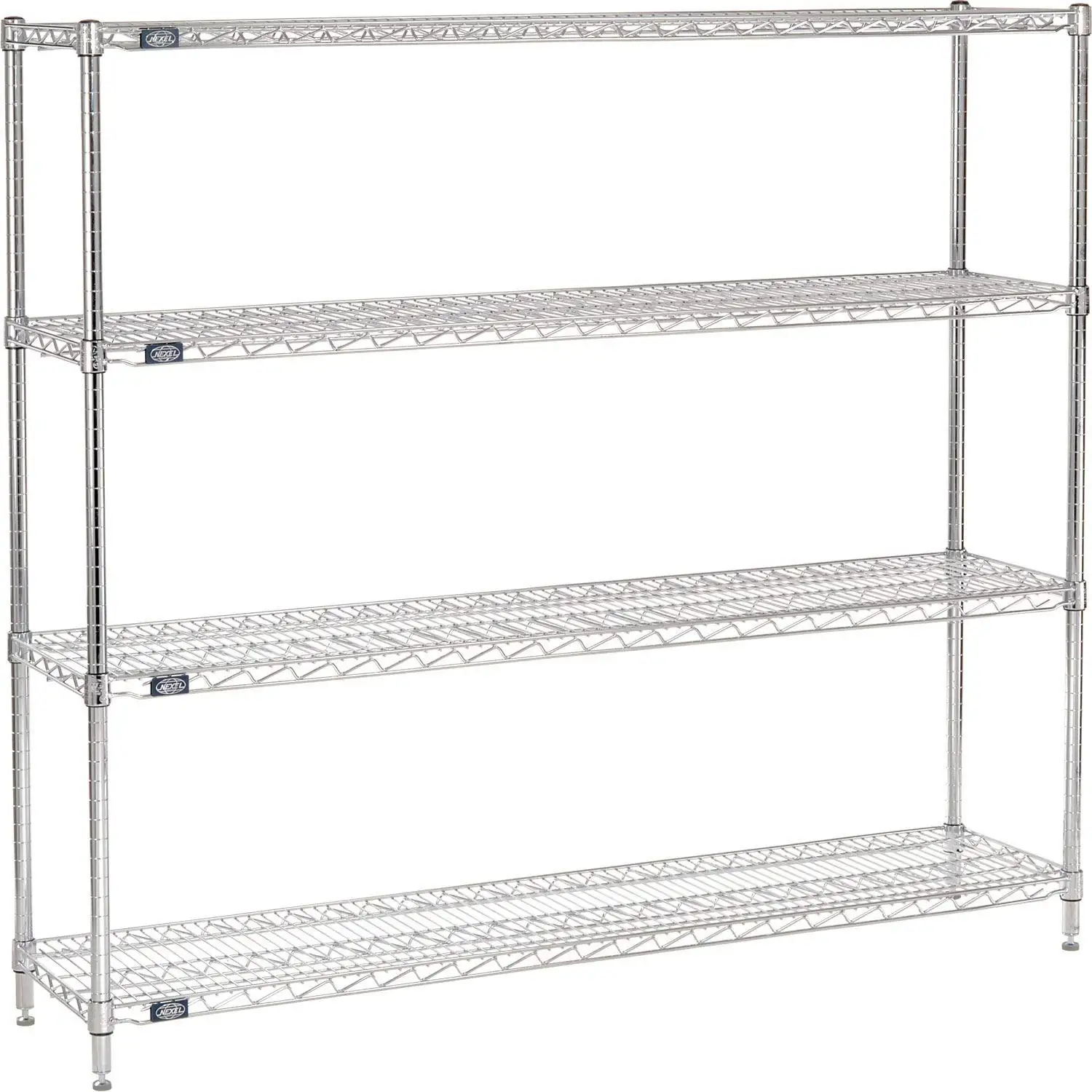 

14" x 60" x 63", 4 Tier Adjustable Wire Shelving Unit, NSF Listed Commercial Storage Rack, Chrome Finish, leveling feet