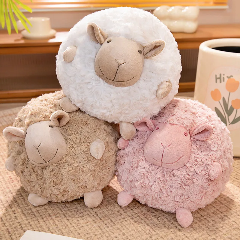 28 cm Mooie Ronde Schapen Knuffels Knuffeldier Ronde Bal Schapen Pluizige Lam Plushie Pop Zacht Kussen Kid Verjaardag Kerstcadeaus