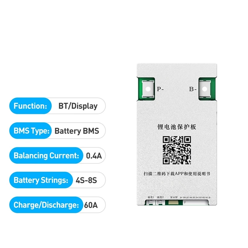 For BMS JK-BD4A8S6P 12V 24V Lifepo4 Li-Ion Lto Battery 4S 5S 6S 7S 8S Active Balance BMS 60A Balance Current 400Ma