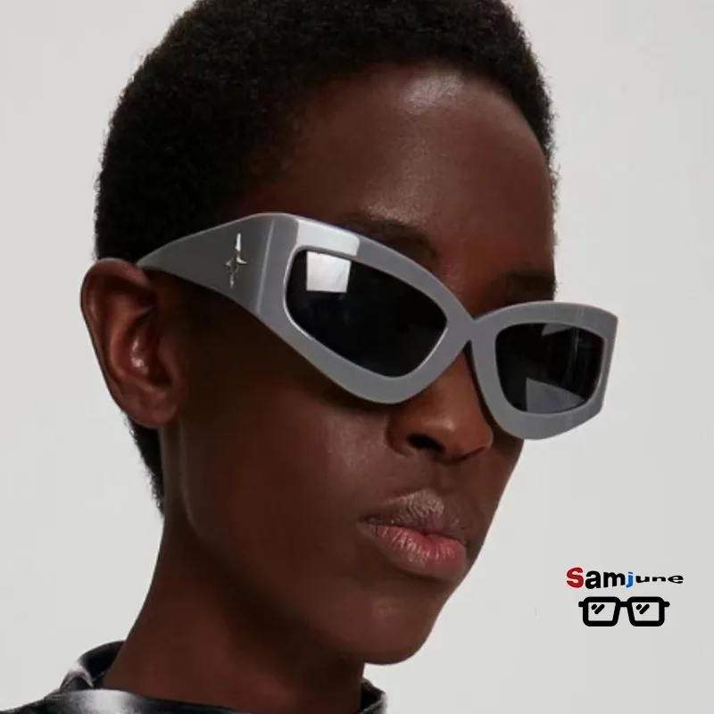 Samjune Punk-Sonnenbrille für Herren, Y2K-Sonnenbrille für Damen, Fünf-Sterne-Modebrille