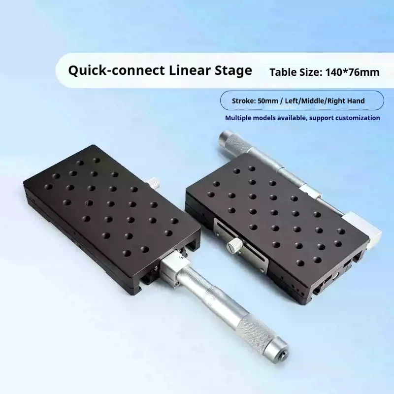 Quick‑Connect Linear Translation Stage 50mm Travel Micrometer Head 140x76mm Worktable Optical Positioning Platform For Lab