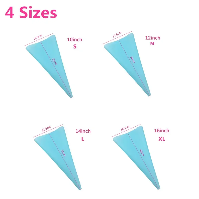 4 Sizes Silicone Pastry Bags Baking Decorating Tools Reusable EVA Material Cream Pastry Bag Squeeze Nozzle Cake Pastry Bag