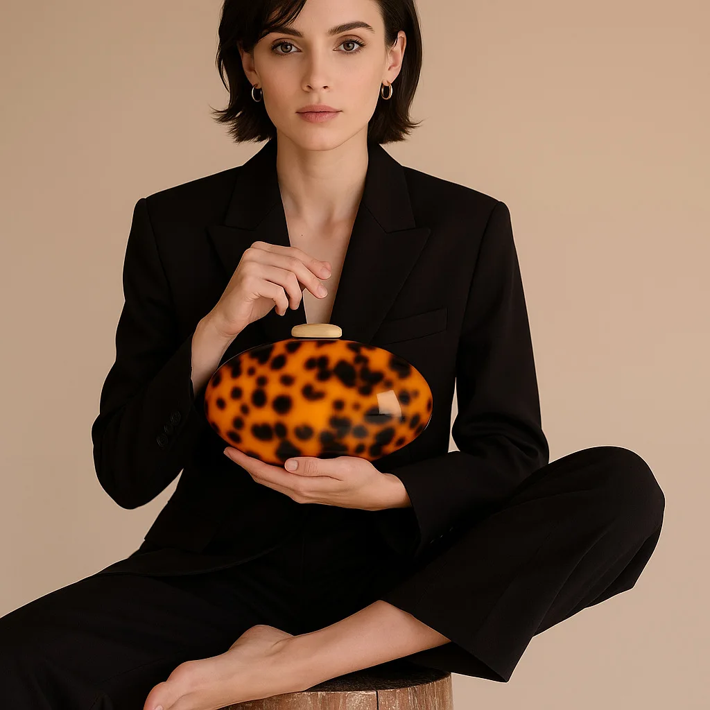 

Amber Fashionable Spliced Stripes Acrylic Evening Clutch Handbag Shoulder Bag for Women's Wedding Party