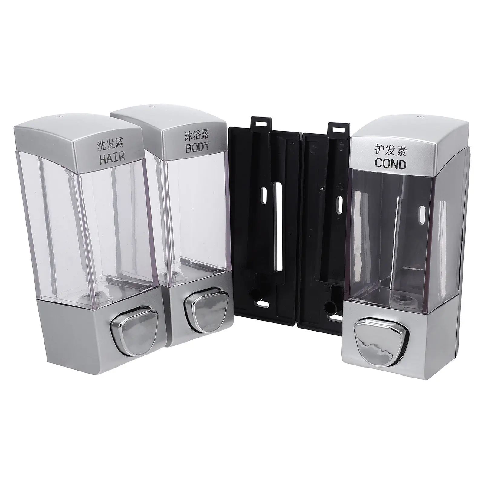 

3 Outlet ABS Plastic Soap Dispenser for Shampoo Body Wash and Lotion Wall Mountable Pump for Bathroom Shower Organization