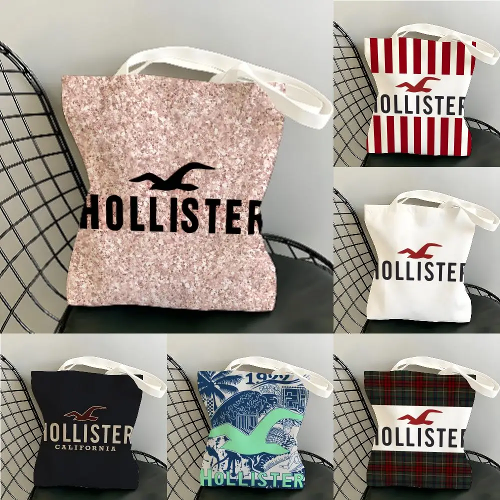 Bolsas de Armazenamento de Grande Capacidade, Bolsa de Ombro em Lona, Bolsa de Mão para Estudantes, Bolsa Tote com Estampa Hollister