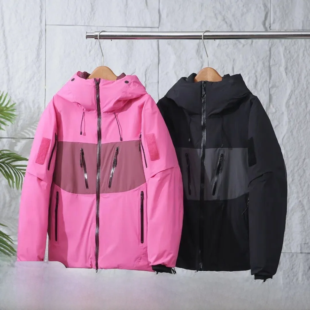 Jaqueta de Inverno Impermeável e Respirável para Homens e Mulheres, Anti-Frio, Quente, com Capuz e Zíper, Tecido de Nylon Ref...