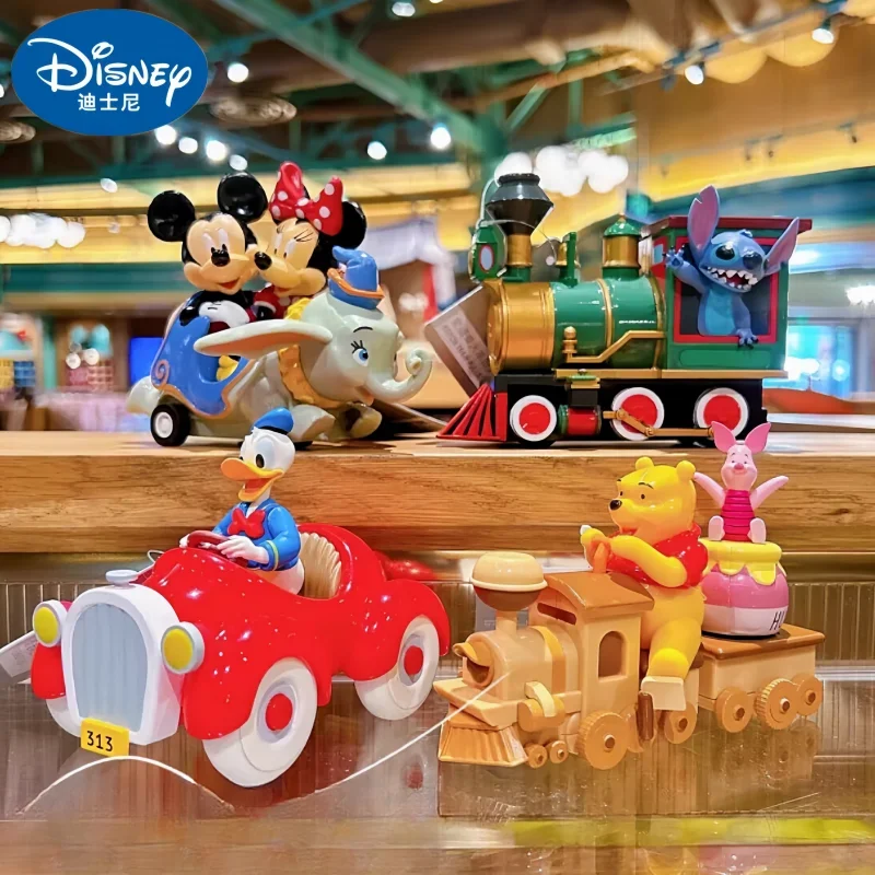 

Original Kawaii Shanghai Disney Racing Sliding Toy Car Mickey Minnie Dumbo Stitch Anime Figure Model Dolls Puzzle Gift gift