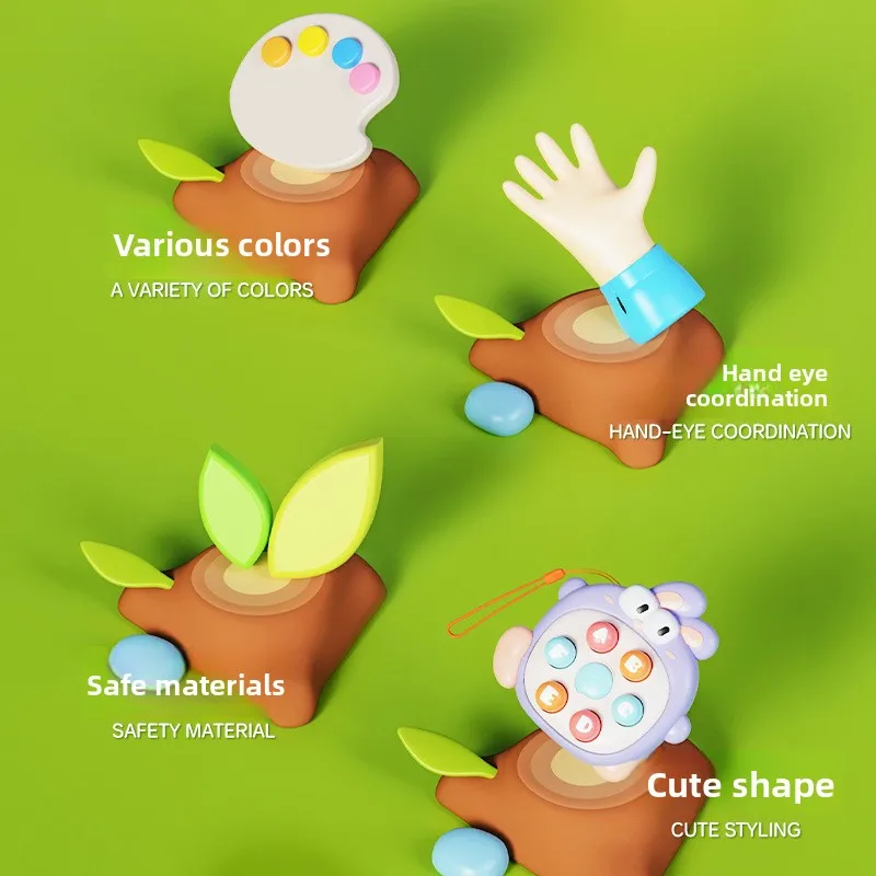 Handheld cute duck whack-a-mole decompression toy baby puzzle press music toddler mini cute parent-child interaction puzzle