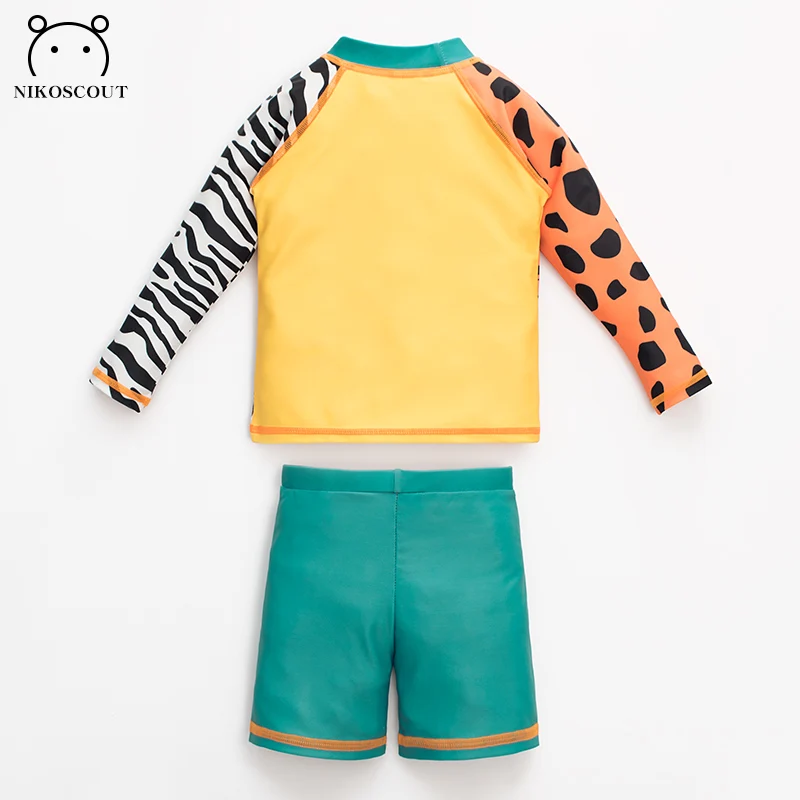 Children's Swimsuit Bottoms Baby Orange Boy 10 Years Old Hot Spring Long-Sleeved Split Sunscreen Quick-Drying Medium and Large Kidsren's Swimsuit