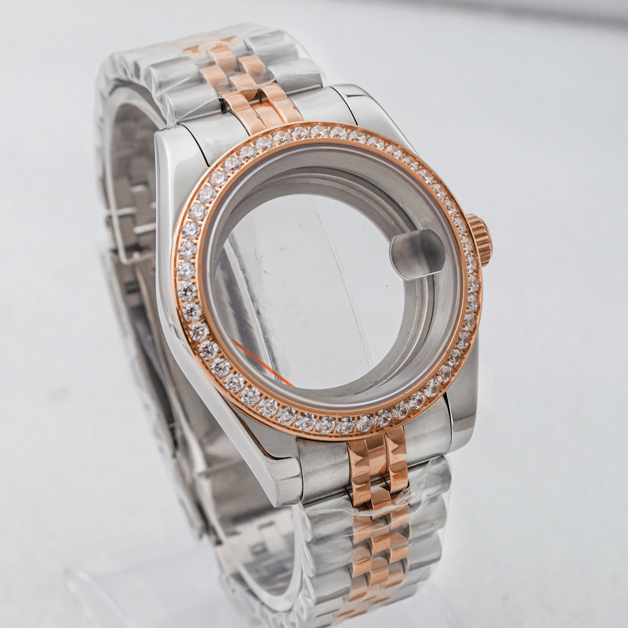 

Diamonds Watch Case NH35 Case Sapphire Crystal Glass 10ATM Waterproof Watch Case for NH35 NH36 Movement Datejust Style Case