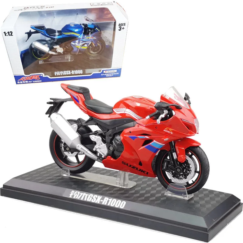 โมเดลรถมอเตอร์ไซค์ GSX-R1000ทำจากอัลลอยของ1:12สำหรับเด็กผู้ชายของขวัญวันเกิดของสะสมในรถ