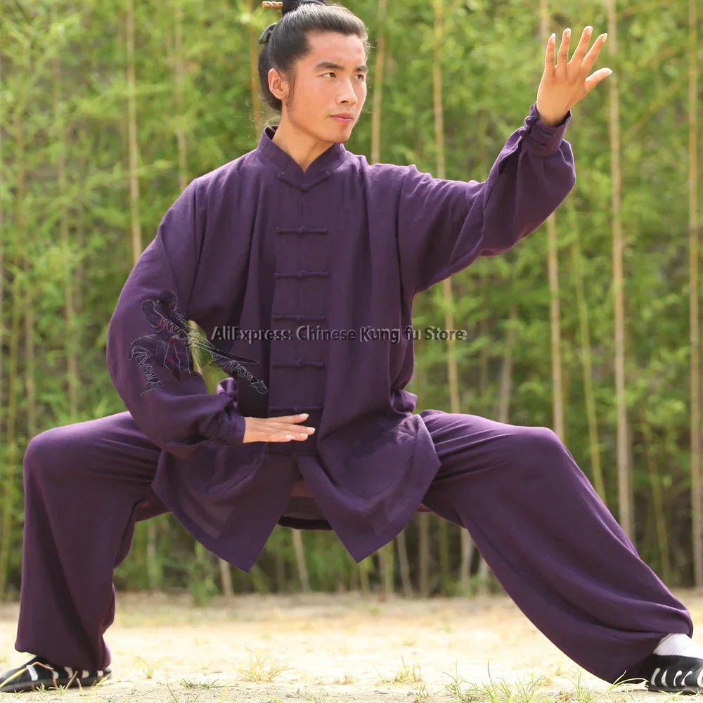 Custom 25 Colors Cotton Linen Taoist Tai Chi Uniform Wudang Kung fu Suit Meditation Clothing