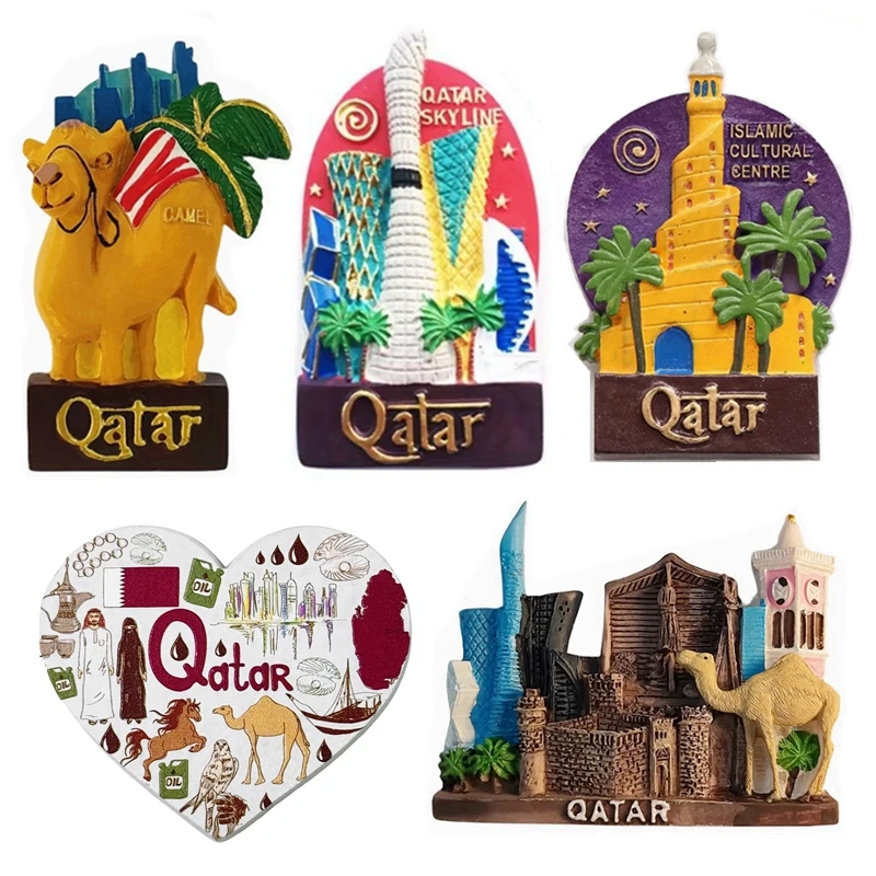 Middle East Arab Qatar Handmade Painted 3D Resin Fridge Magnets Tourism Souvenirs Refrigerator Magnetic Stickers Gift