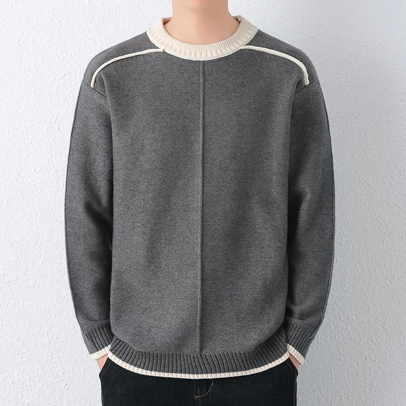 

Рождественский красный мужской зимний утолщенный свитер с круглым вырезом — серый (черный/хаки), теплая домашняя толстовка унисекс для отдыха