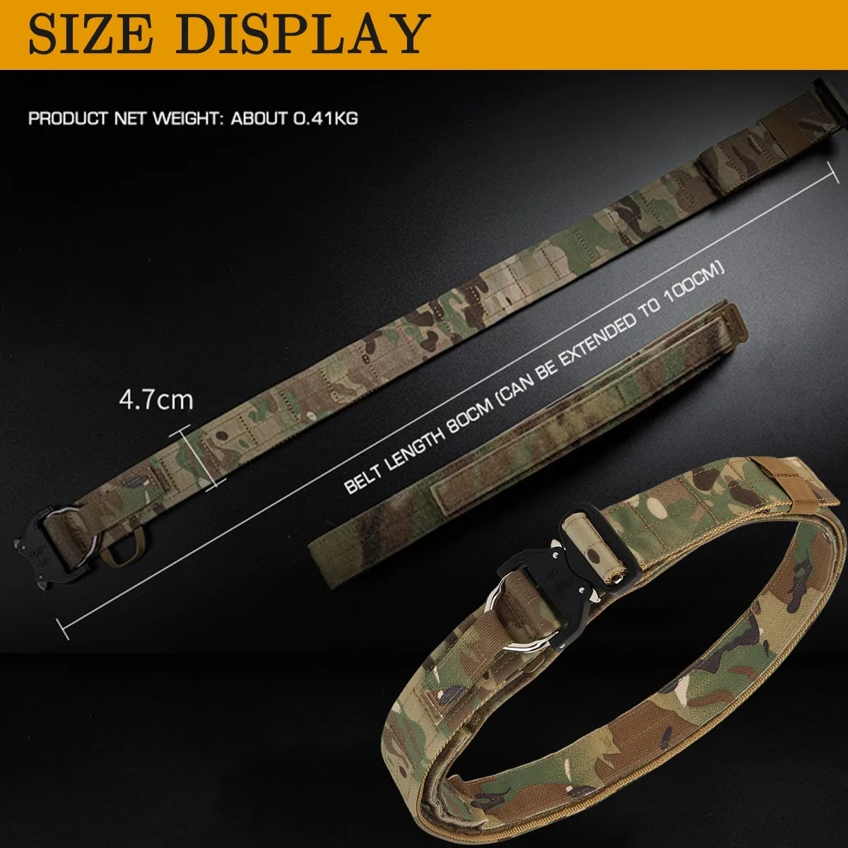 Military Style Tactical Battle Belt, Heavy-Duty Riggers Belts with Quick-Release Metal Buckle, Inner Outer Belt Design