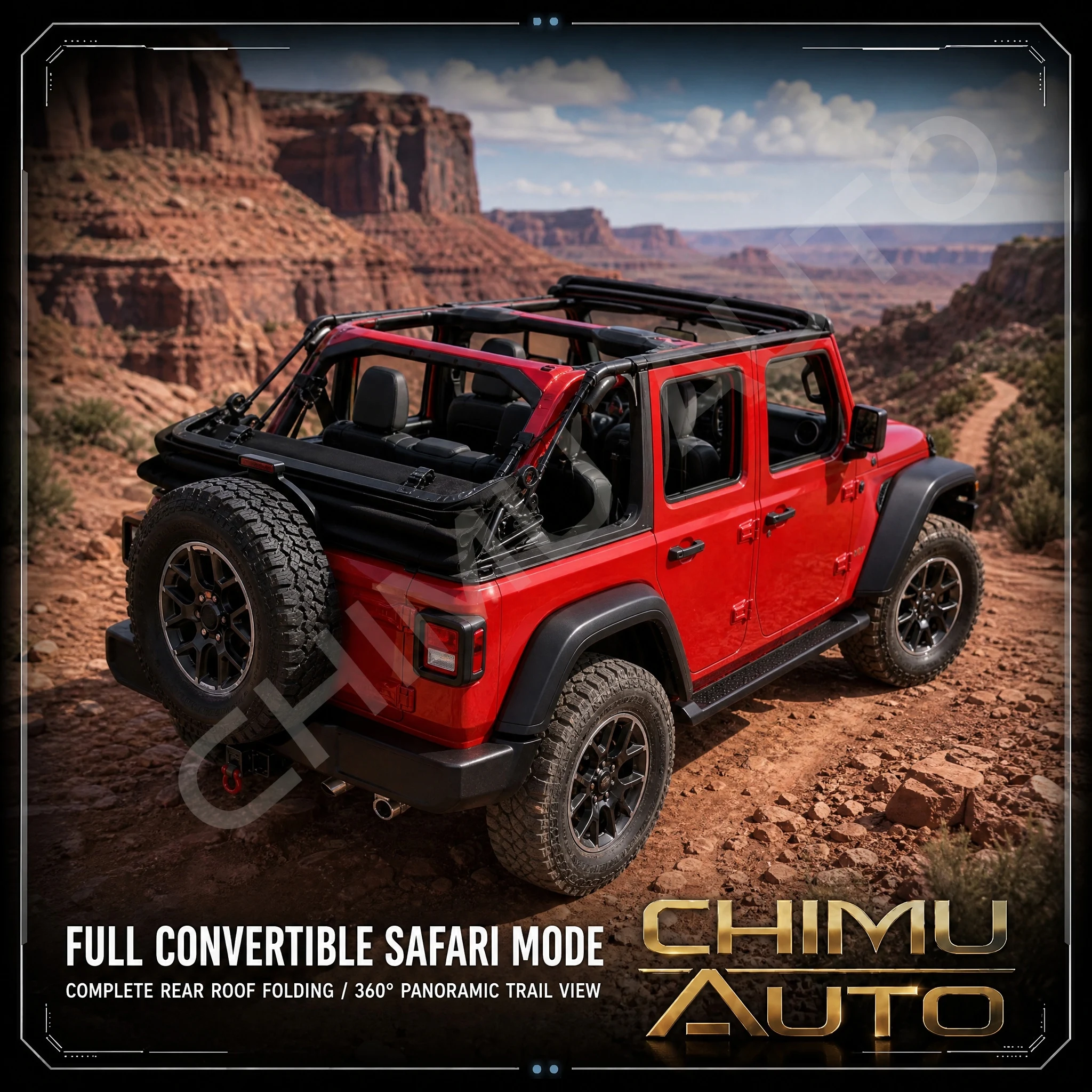 【CHIMU AUTO】For Jeep Wrangler JL 2018-2026 Retractable Soft Top Foldable Sunrider Canvas Roof Canopy With Removable Windows