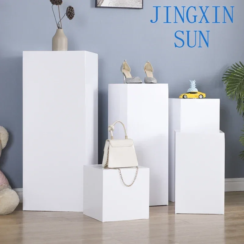Wooden painted white exhibition booth, exhibition boutique display cabinet, commercial women's clothing store table