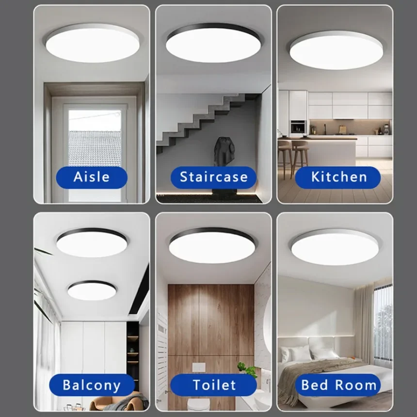 Luz de techo LED Circular Simple impermeable y a prueba de polvo luz de tres pruebas sala de estar dormitorio baño pasillo luz del hogar