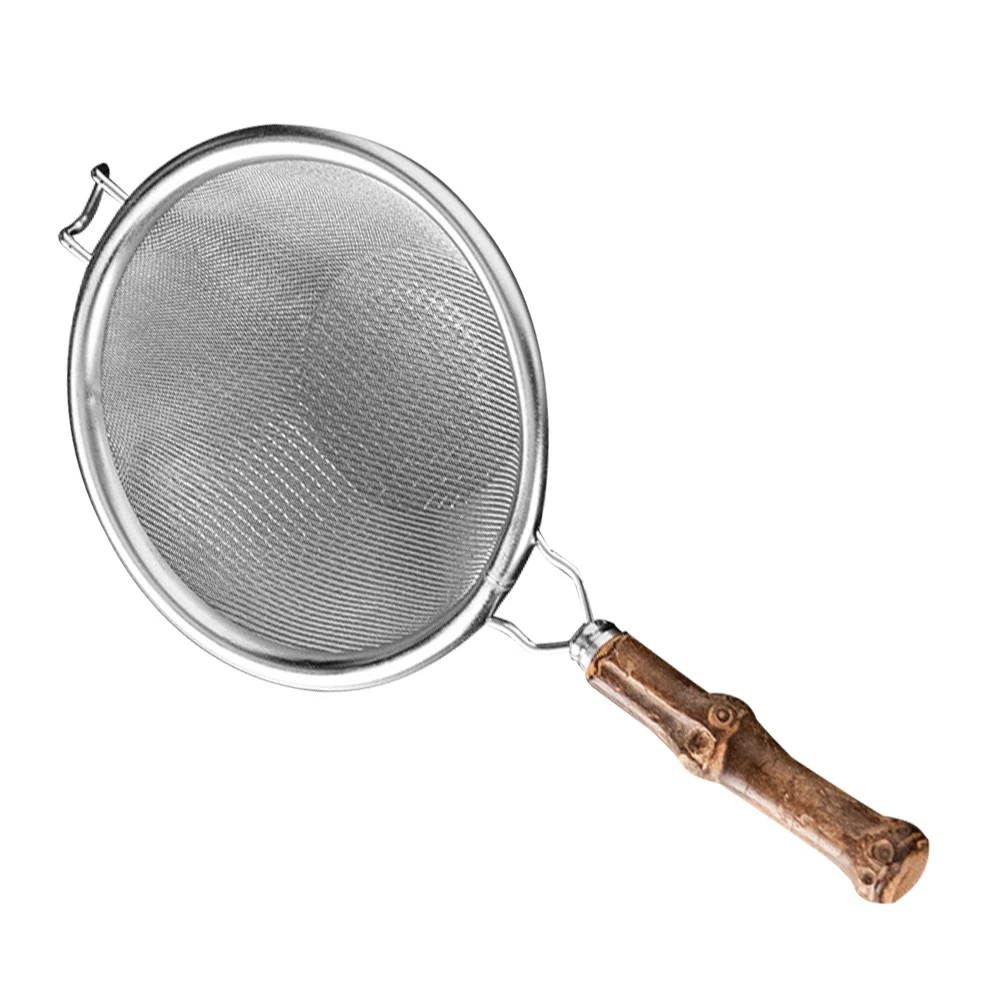 

Stainless Steel Tea Strainer Colander Spoon Home Filter 304 Grade Mesh Straining Basket Kitchen Ladle Bamboo Design