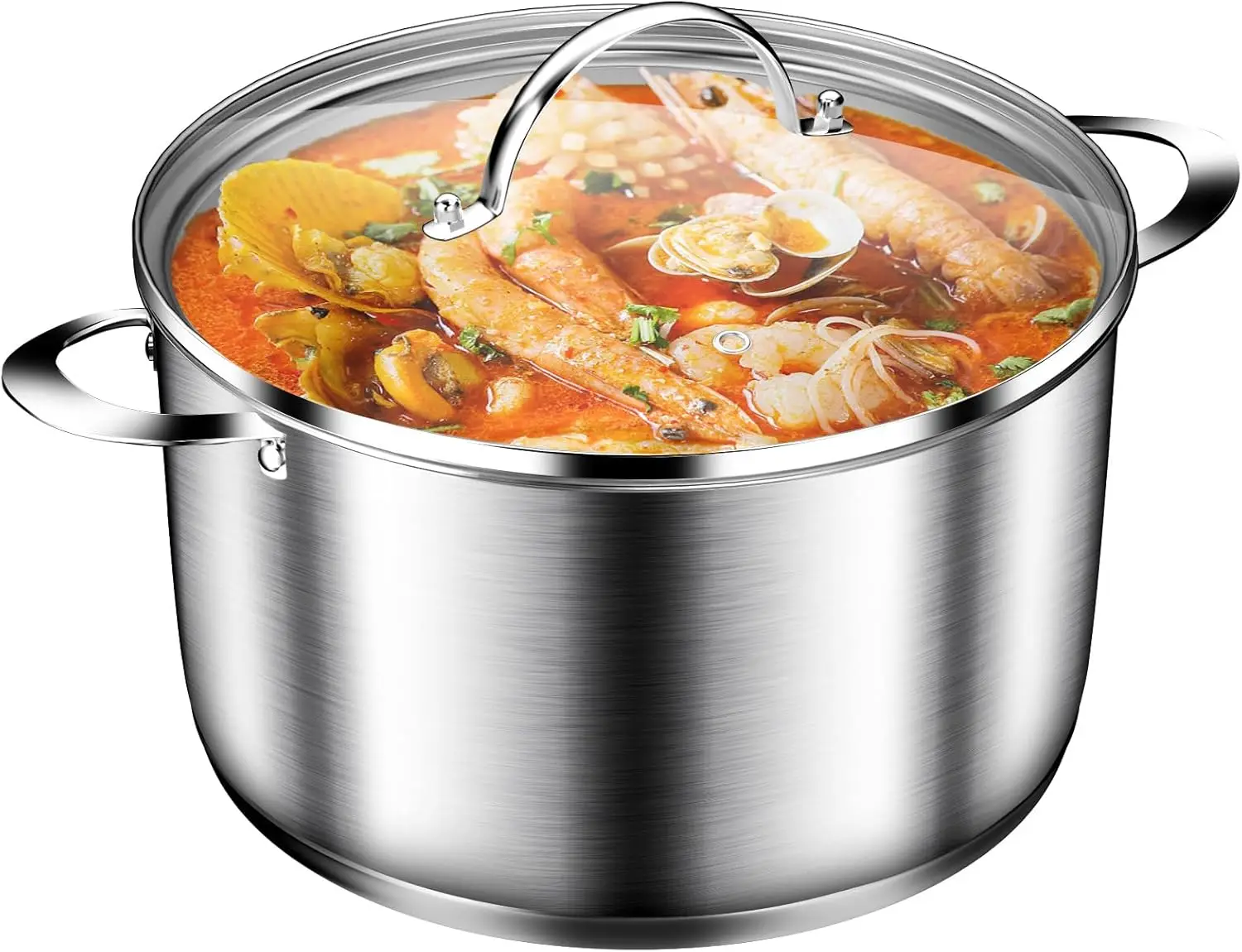 

Кастрюля, кастрюля из нержавеющей стали, кастрюля для супа со стеклянной крышкой, индукционные кастрюли — 6 литров