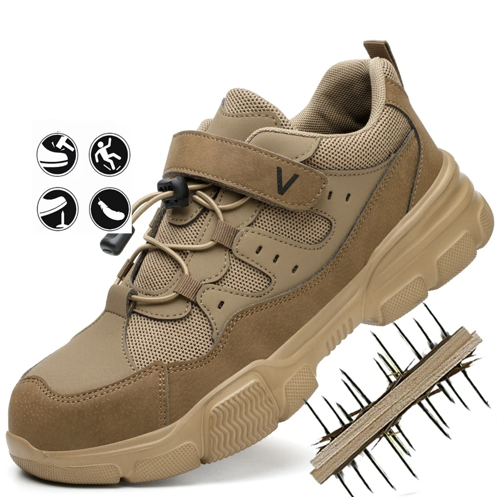 Autumn and winter lightweight men's safety anti-smash work shoes (with steel head cap) anti-puncture shoes boots sneakers