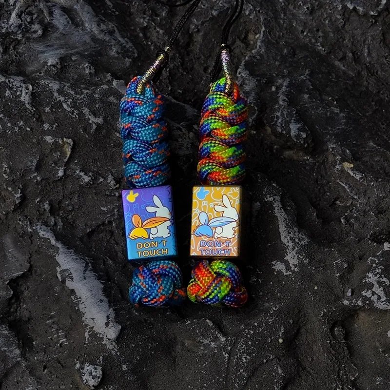 Rabbit Titanium Alloy EDC Metal Umbrella Rope Mechanical Metal Push Plate Tail Pendant Tail Knife Pendant