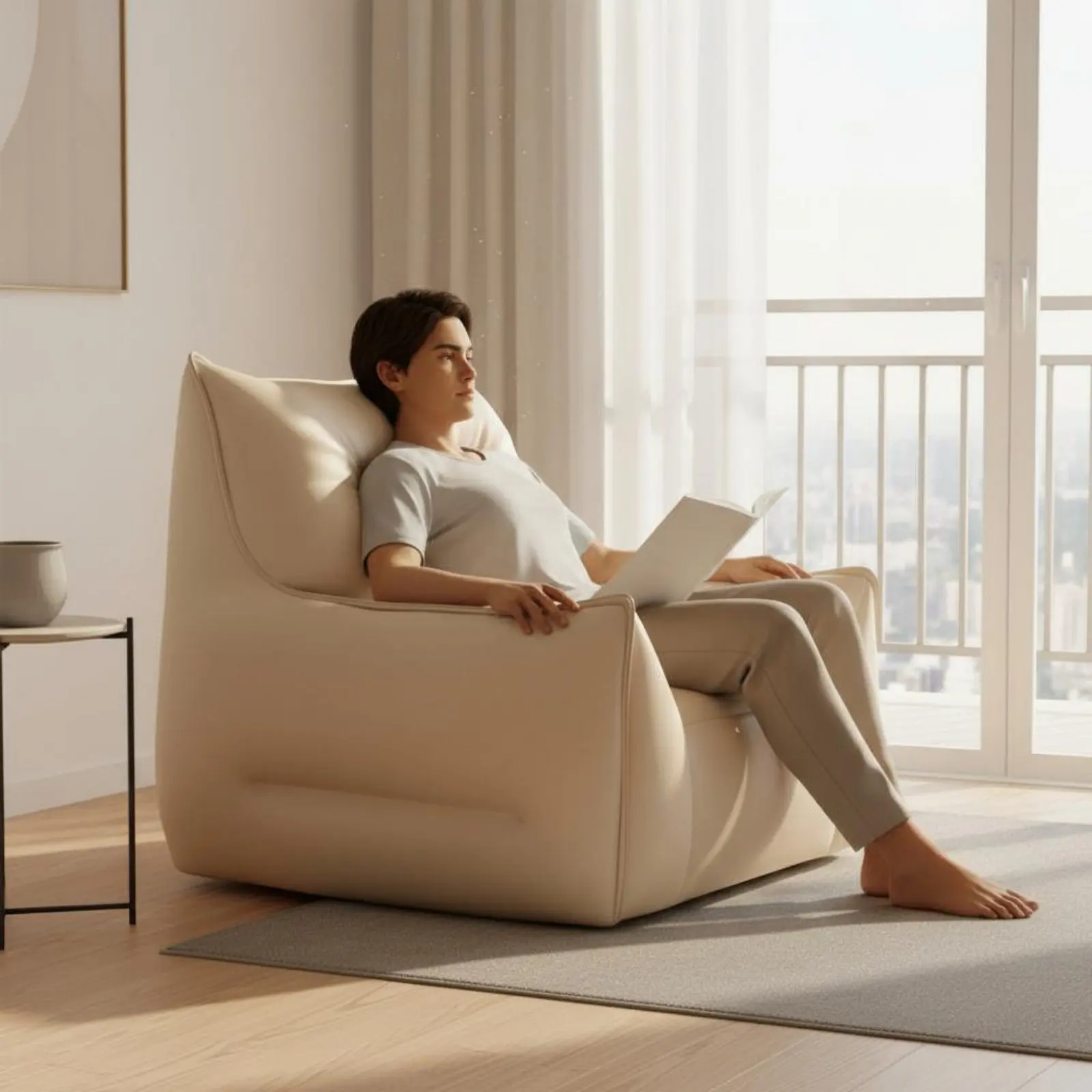 

Single Lazy Sofa Removable and Cleanable Little Devil Armchair Structured Padded Seat Sofa Wear-Resistant Material