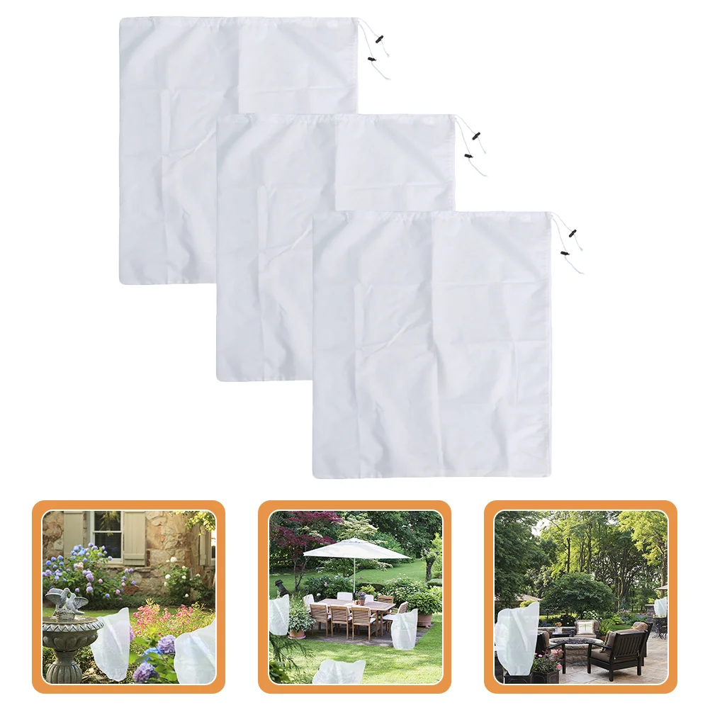 3 Pcs Plant Freeze Cover for Plants Outdoor Wintering Veil Bag Cold-proof Covers Garden Protection Drawstring Frost-proof Bags