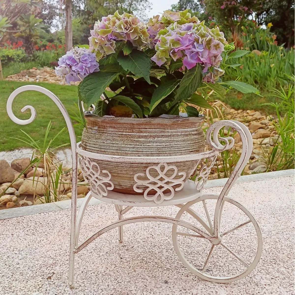 Wrought iron cart flower stand courtyard balcony decorative bonsai stand garden groceries