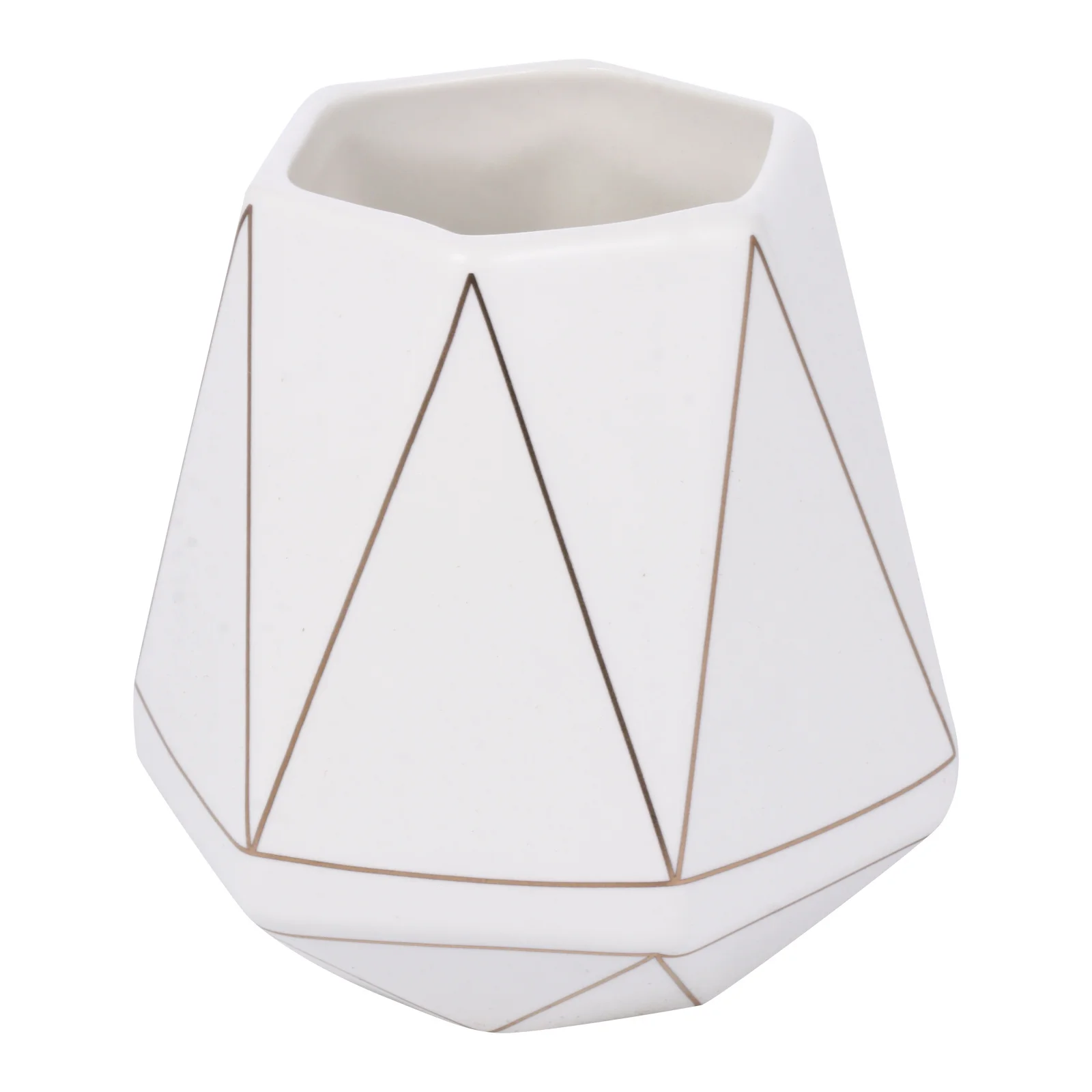 1 قطعة حامل قلم سيراميك تصميم هندسي متعدد الوظائف منظم سطح المكتب للمنزل مكتب فرشاة تخزين الحاويات القلم الإبداعي