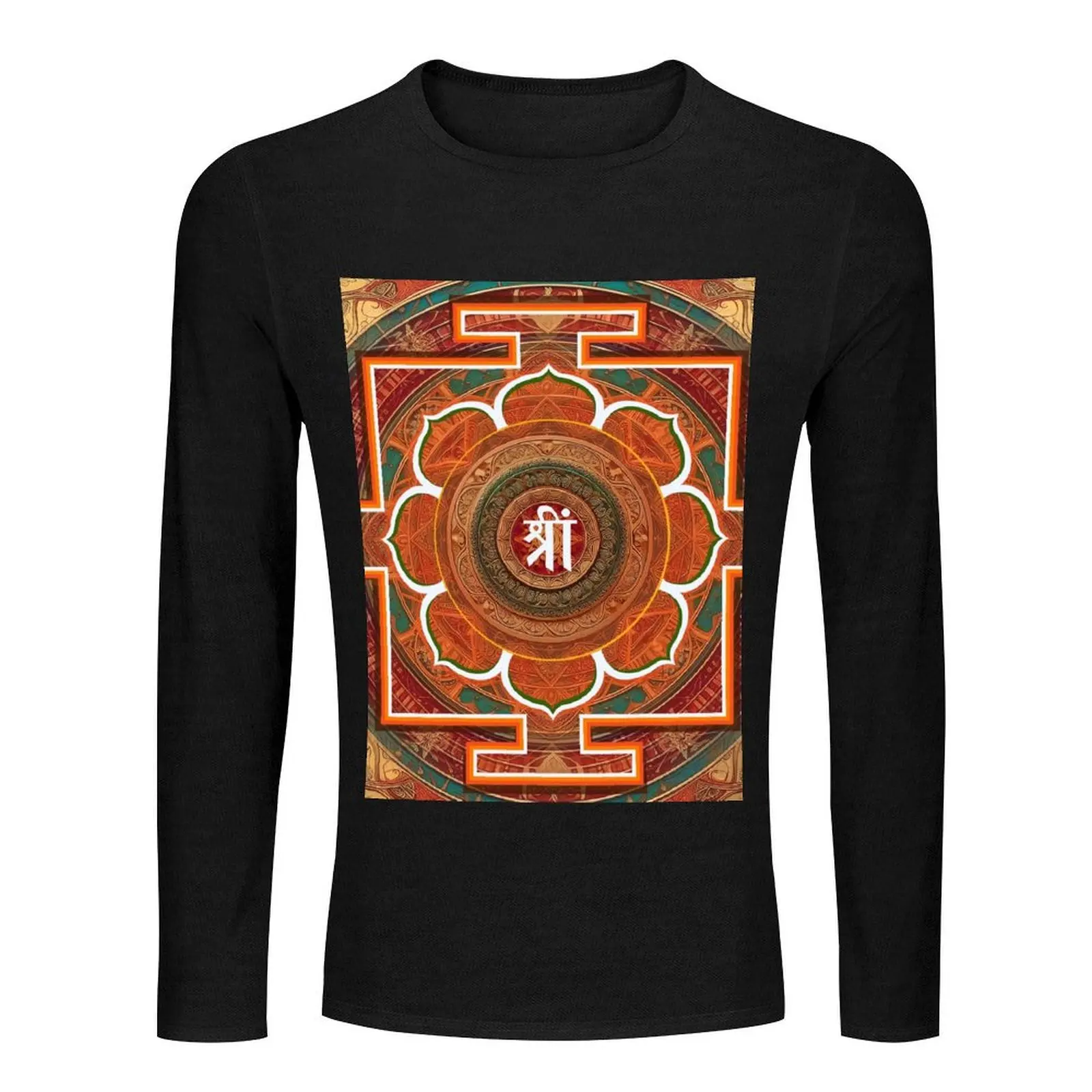 Symbol and mantra of Goddess Lakshmi, Goddess of Fortune and Prosperity Long T-Shirt shirts graphic tees tshirts for men