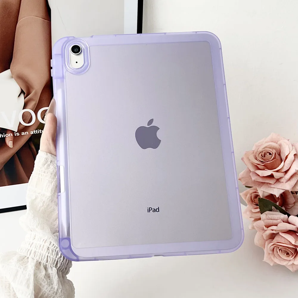 New Shockproof TPU Back Cover for iPad 10 2022 / A16 2025 Transparent Protective Case with Pen Slot Anti-Scratch Soft Shell Case
