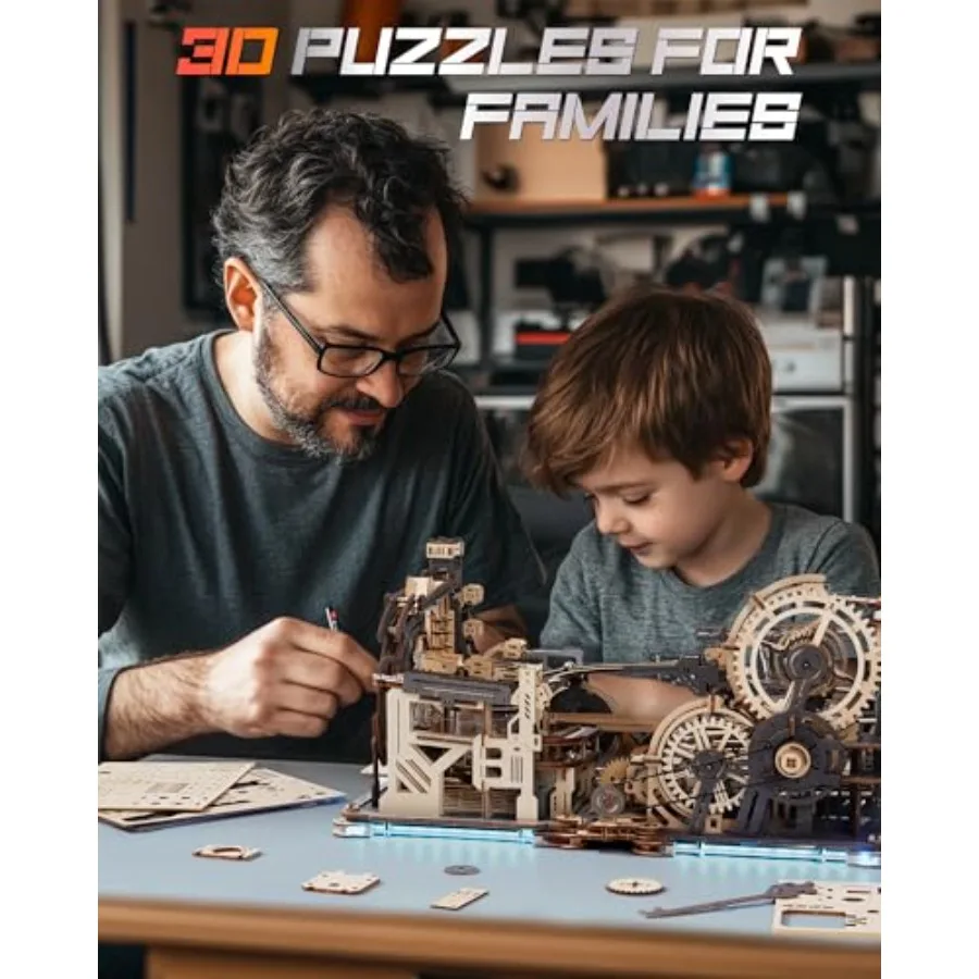 3D пазлы для взрослых, набор для сборки мраморных бегунов, наборы деревянных моделей, мраморный космопорт + мраморный ночной город + упаковка звеньев