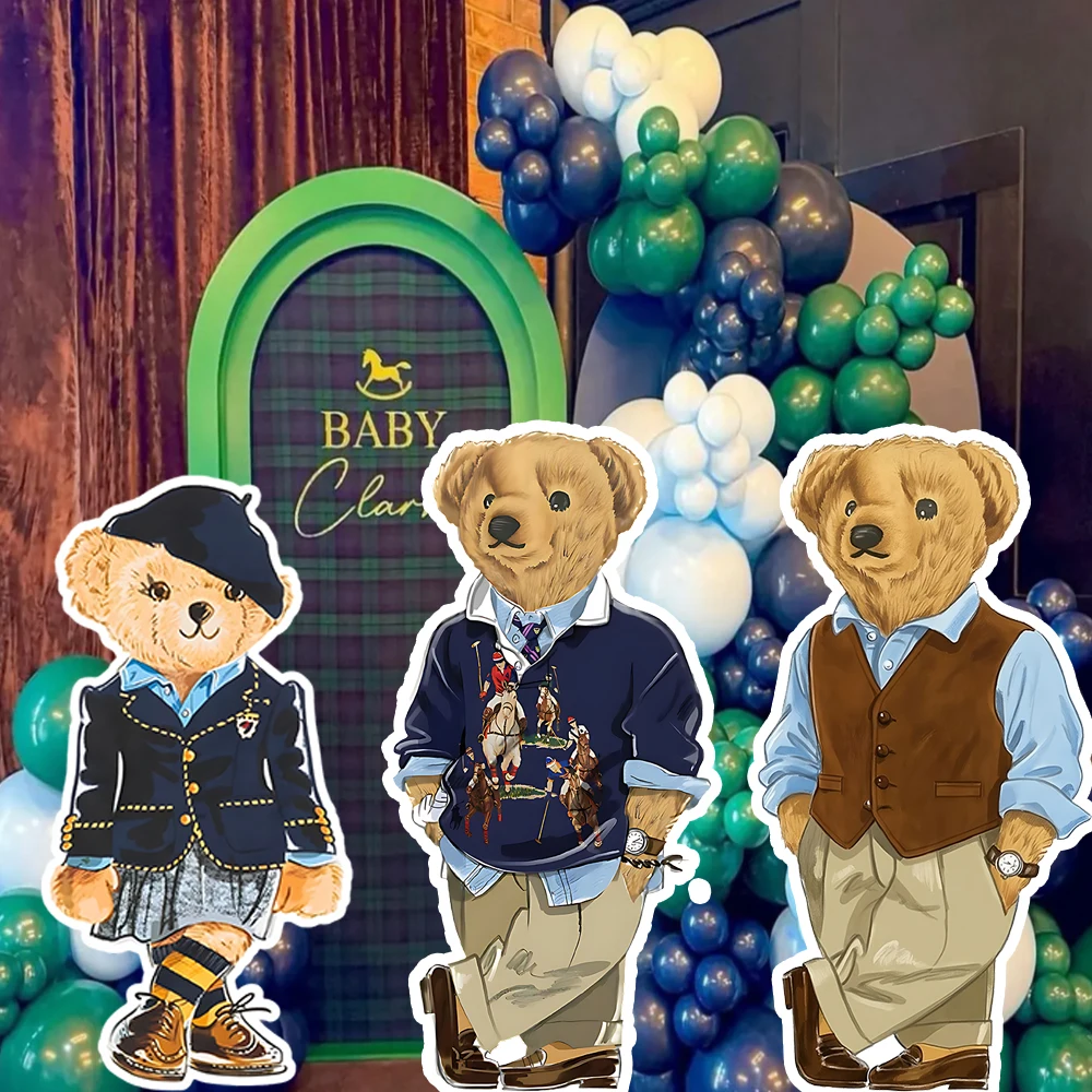 3ft 90cm Polo Bär Mädchen Party Dekor Junge Großer Bär Ausschnitt Stand Up Requisiten Baby Dusche Zeichen Geburtstag Party Requisiten Kt Board