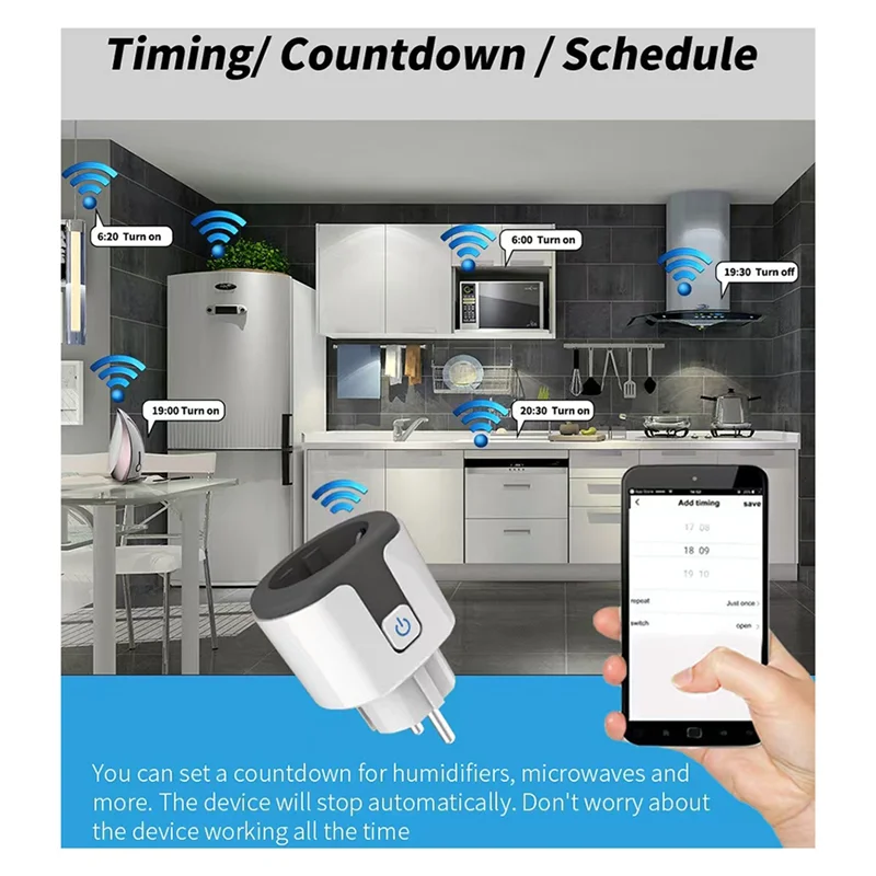 AT82-Tuya الذكية واي فاي التوصيل 20A الاتحاد الأوروبي المقبس APP التحكم عن بعد توقيت رصد استهلاك الطاقة يعمل ل أليكسا جوجل المنزل الاتحاد الأوروبي Pl