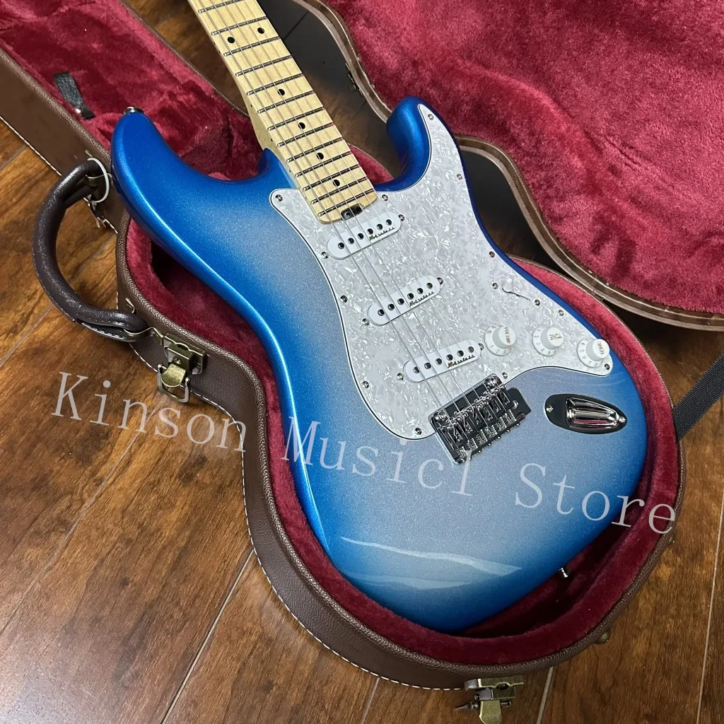 Gradient blue electric guitar,White Pearl Pickguard,Chromium hardware