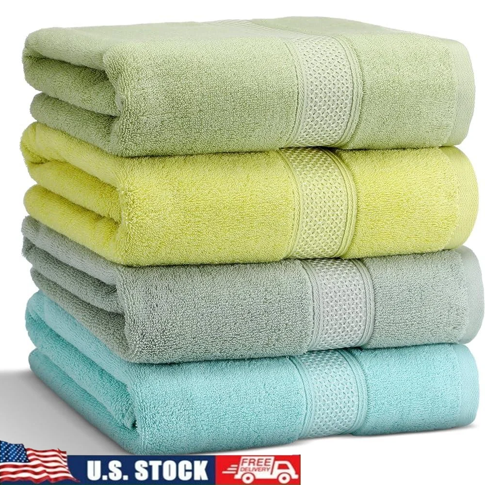 

4 Piece Oversized Bath Towel Set Soft Absorbent Quick Dry Cotton Machine Washable Perfect Home Spa Hotel Gym