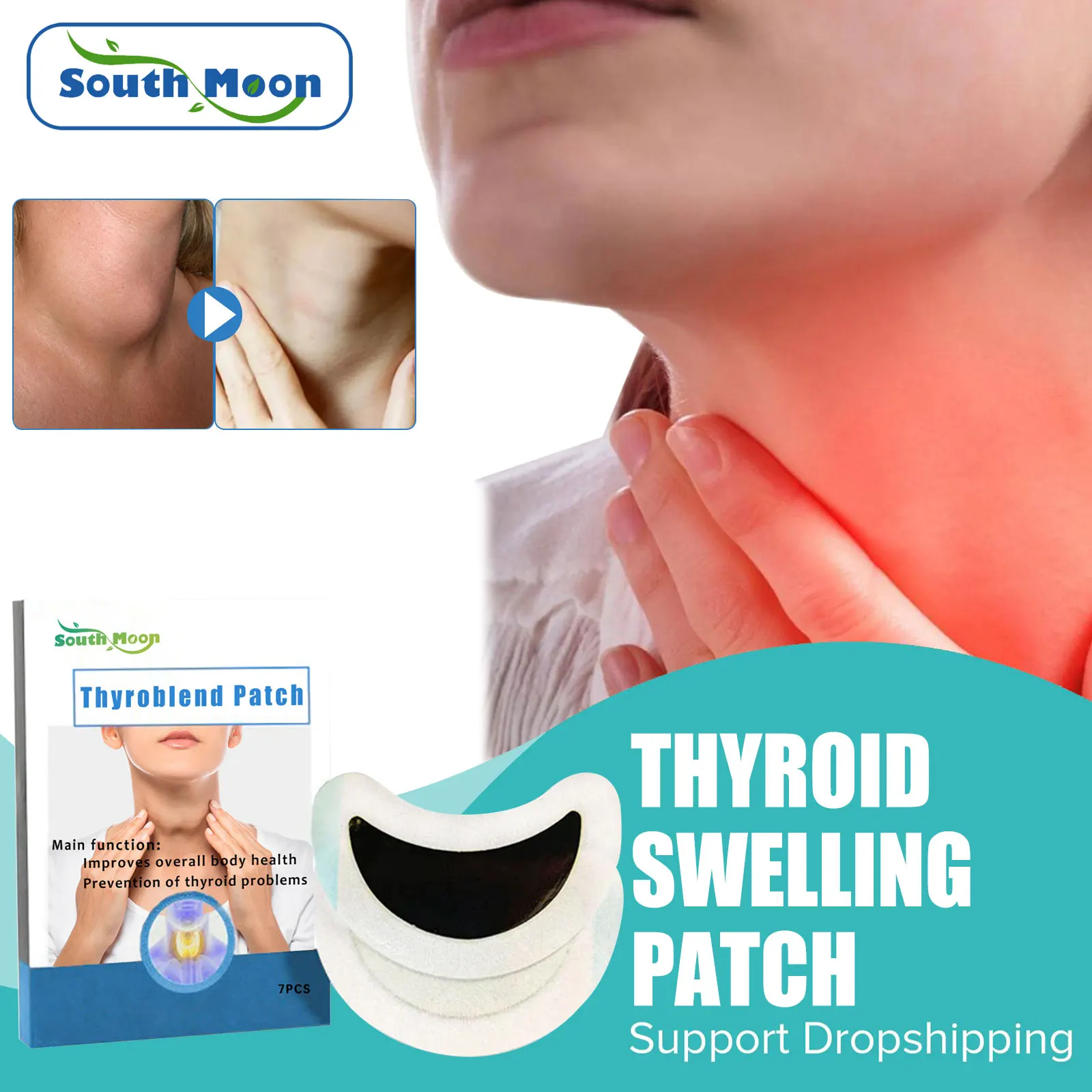 Lymphatic Nodule Patch Detox Hypothyroidism Cure Clearing Cysts Anti-Swelling Neck Lymph Drainage Thyroid Treatment Plaster 7PCS